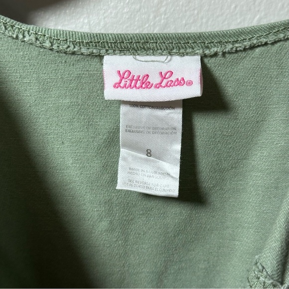 Little Lass Girls Kids Military Green Embroidered Sleeveless Romper size 8. - Picture 4 of 7